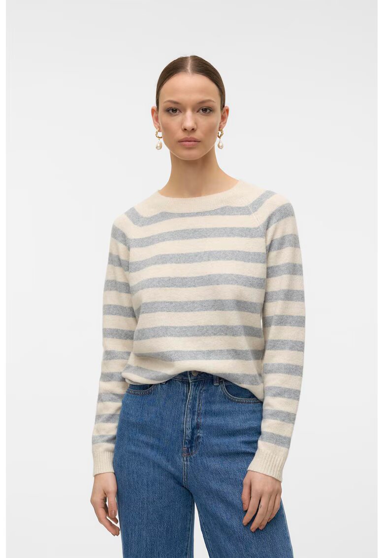 Vero Moda Pulover cu maneci raglan Doffy - Albastru prafuit/Bej deschis