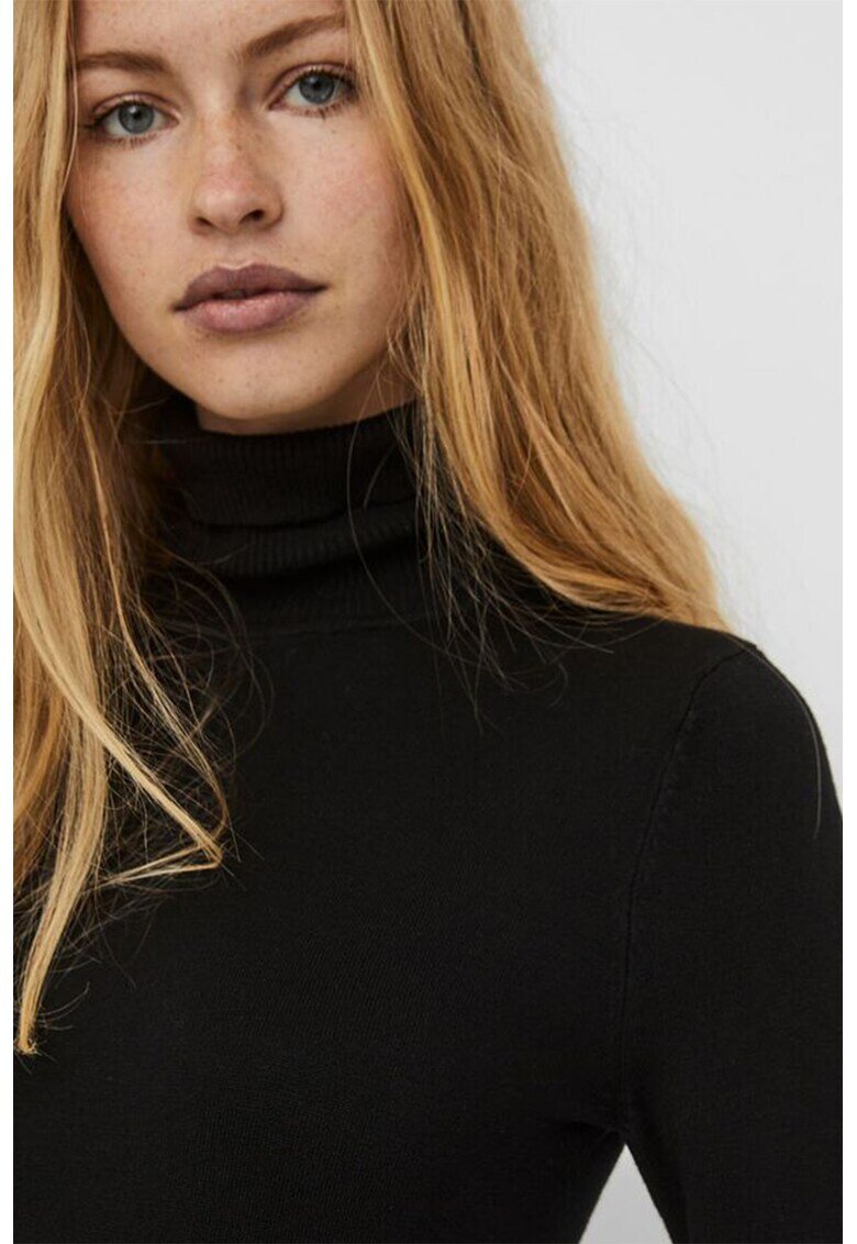 Vero Moda Pulover cu model uni si guler inalt Glory - Negru