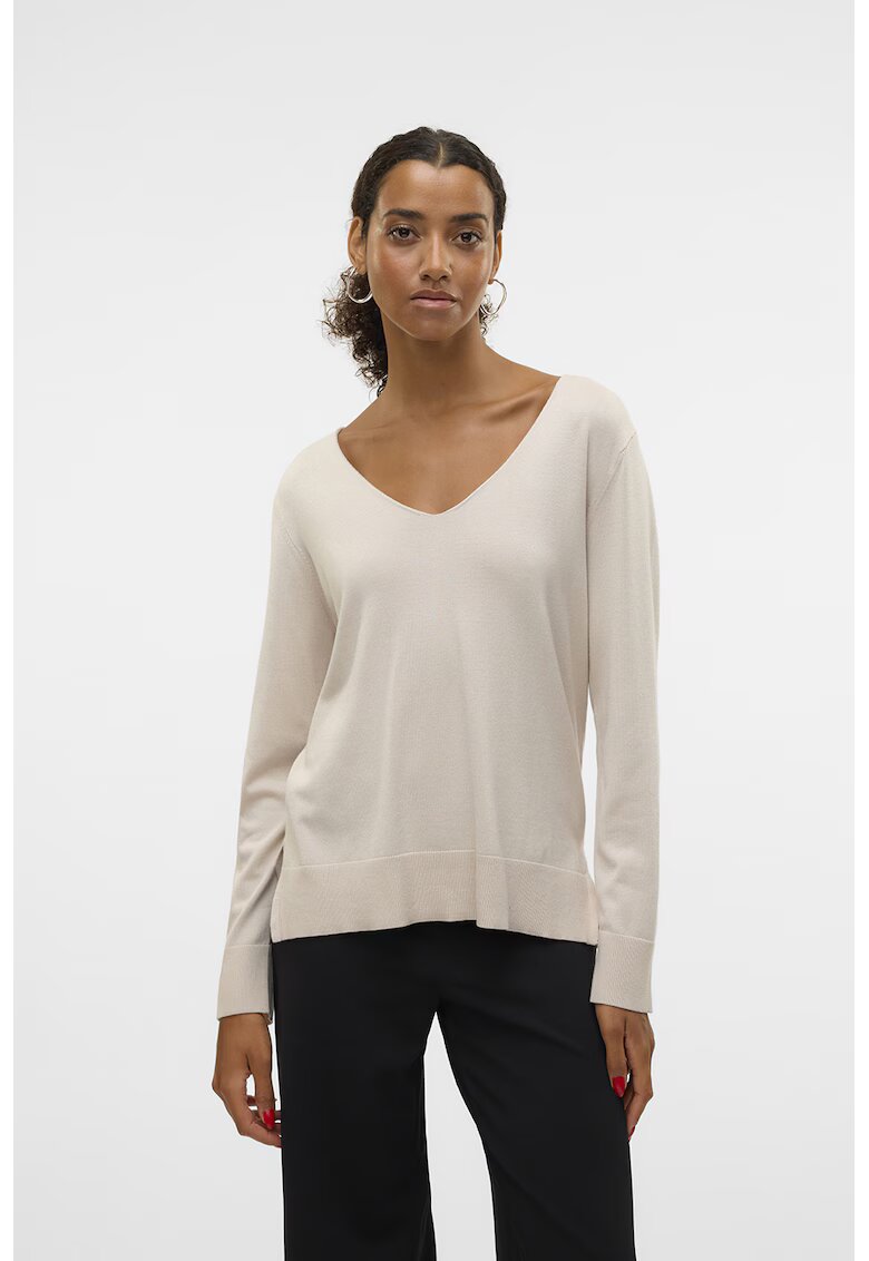 Vero Moda Pulover lejer cu decolteu in V - Crem