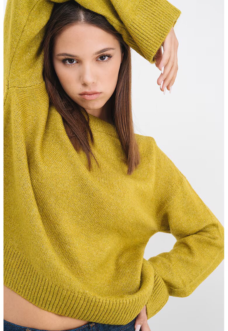 Vero Moda Pulover lejer cu decolteu la baza gatului - Verde masliniu