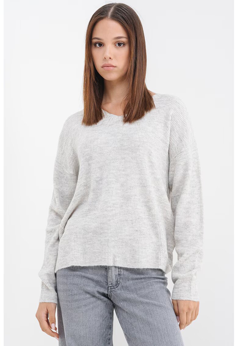 Vero Moda Pulover lejer cu maneci cazute - Gri deschis melange