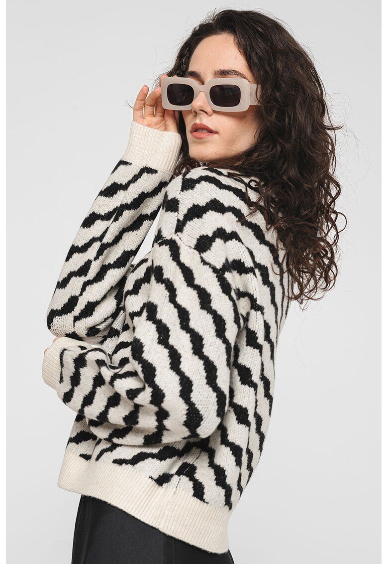 Vero Moda Pulover lejer - Negru/Alb murdar