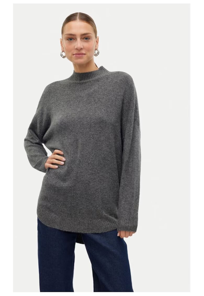 Vero Moda Pulover Plaza 10290784 Gri Loose Fit - Poliester
