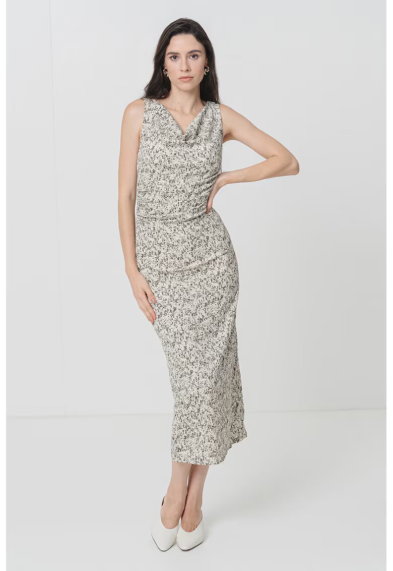 Vero Moda Rochie cu decolteu drapat - Alb/Verde