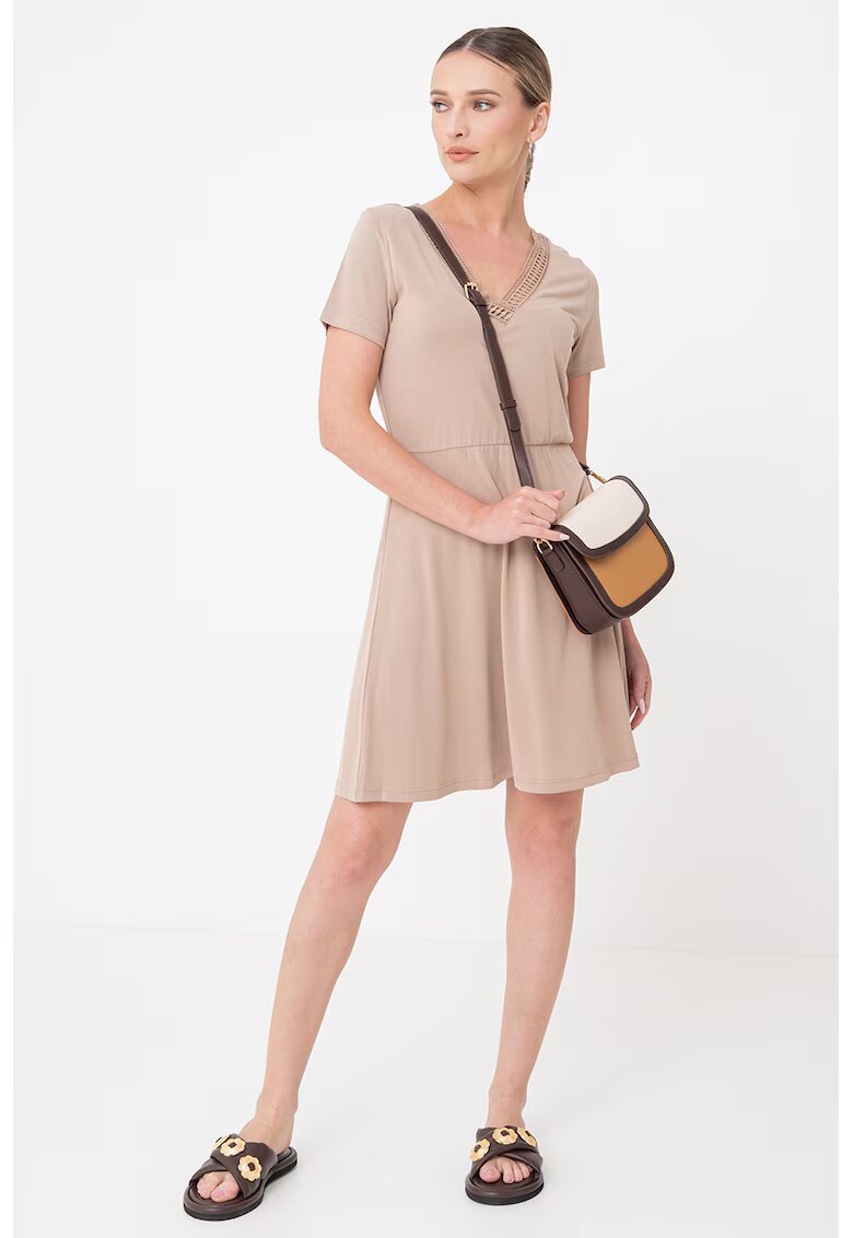 Vero Moda Rochie cu insertie crosetata Savannah - Maro taupe deschis