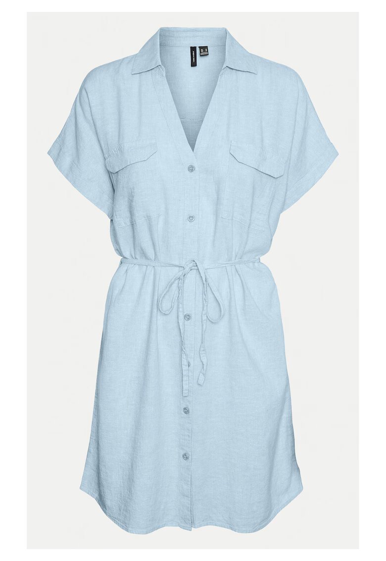 Vero Moda Rochie din in si vascoza - Albastru deschis