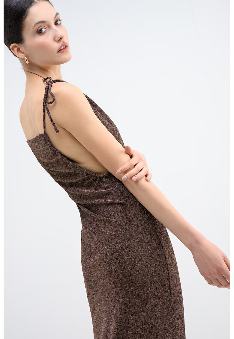 Vero Moda Rochie midi stralucitoare - Auriu/Negru