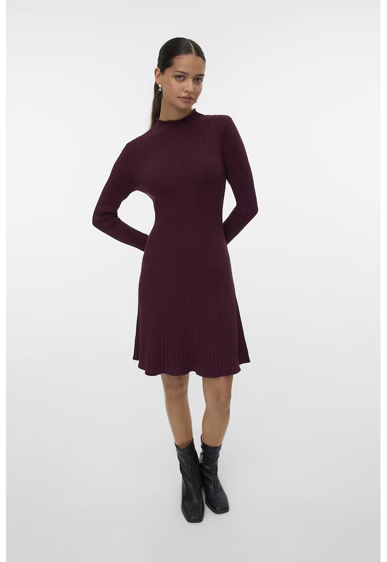 Vero Moda Rochie midi tricotata si striata - Visiniu