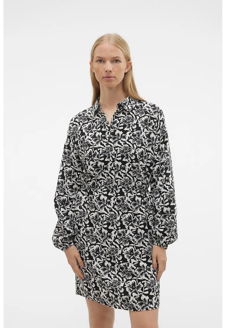 Vero Moda Rochie mini cu imprimeu floral - Alb/Negru