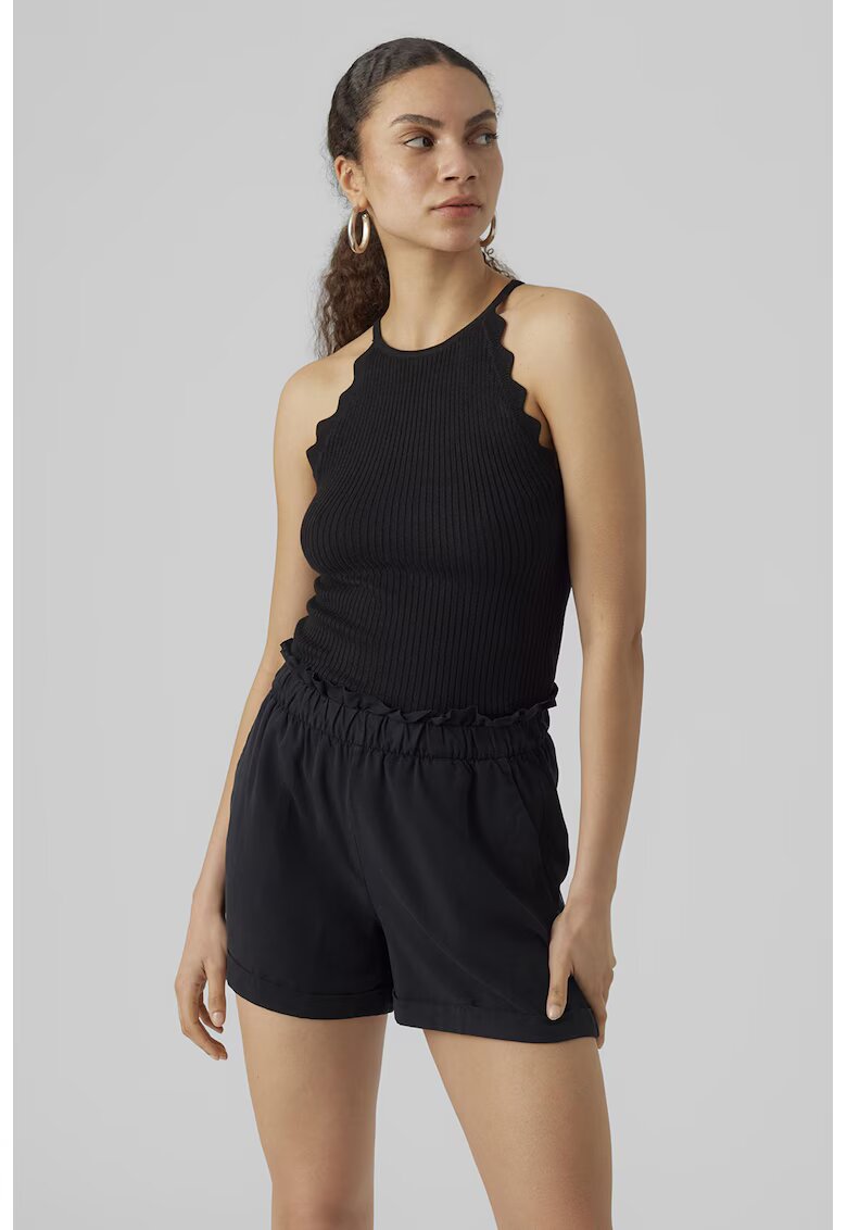 Vero Moda Top crop din tricot fin - Negru
