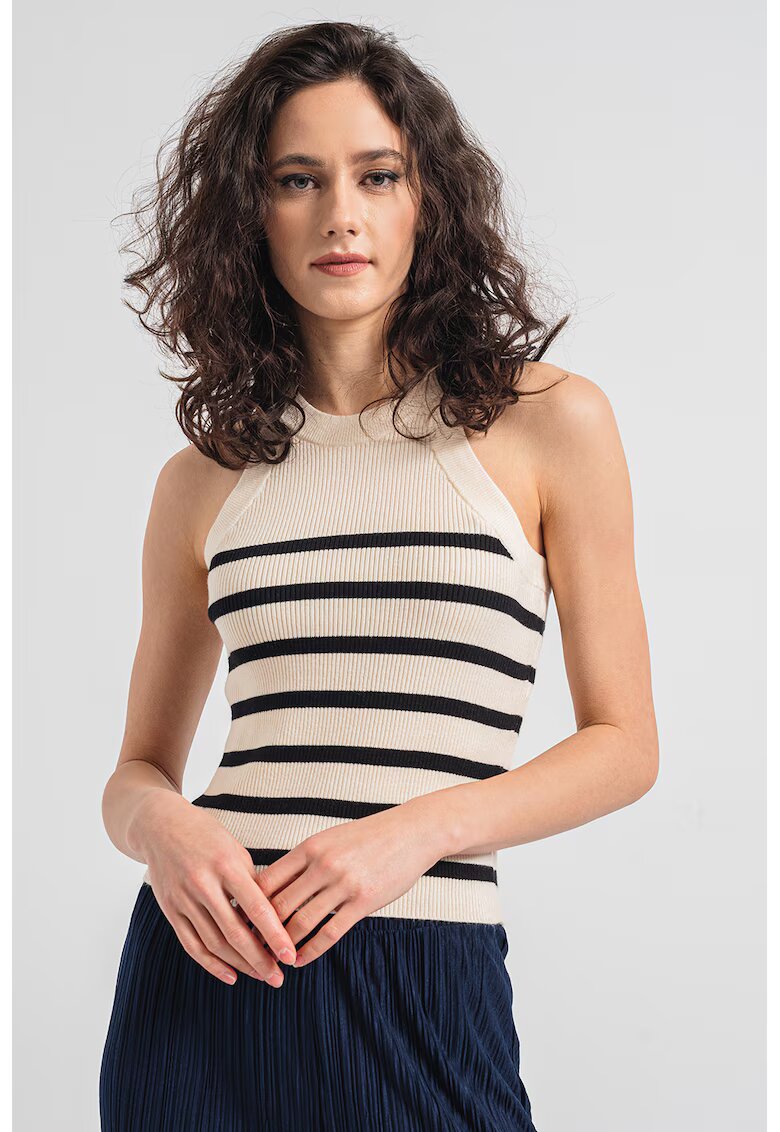 Vero Moda Top cu dungi Saba - Negru/Crem