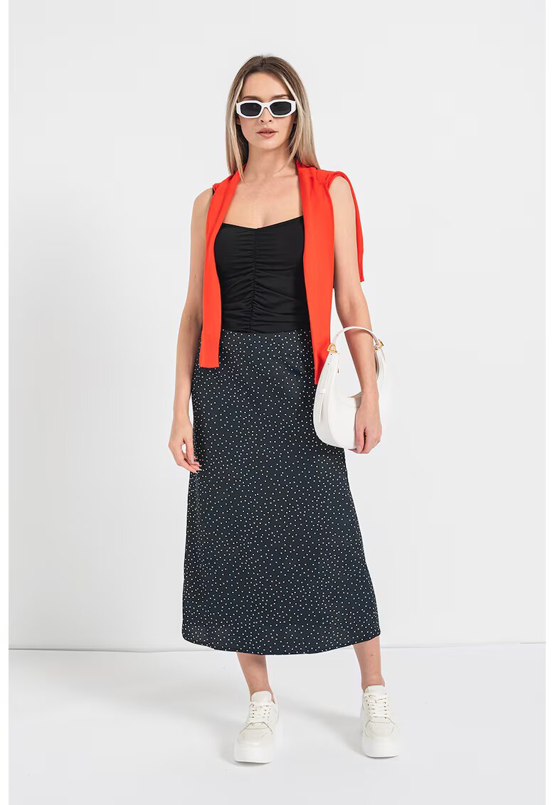 Vero Moda Top cu fronseuri si bretele inguste - Negru