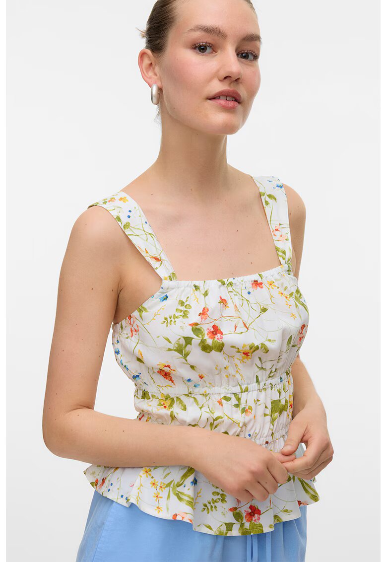 Vero Moda Top cu imprimeu floral - Rosu/Alb optic/Verde feriga