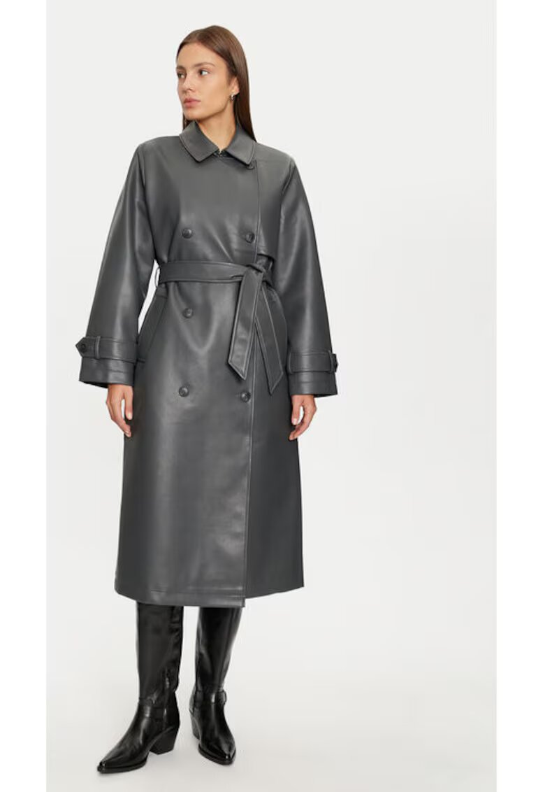 Vero Moda Trench dama - 304509384 - Piele ecologica - Gri - Gri