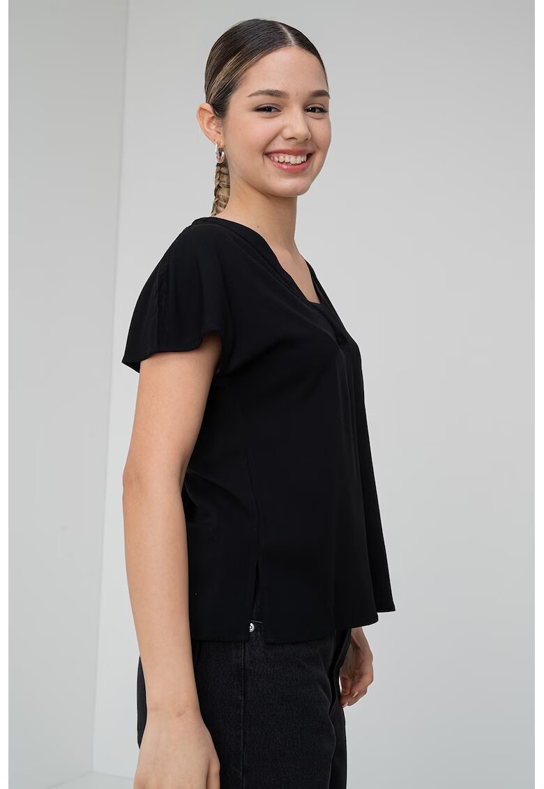Vero Moda Tricou cu decolteu in V Bella - Negru