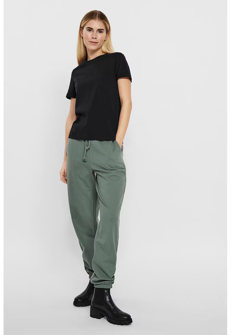 Vero Moda Tricou de bumbac organic cu decolteu la baza gatului - Negru