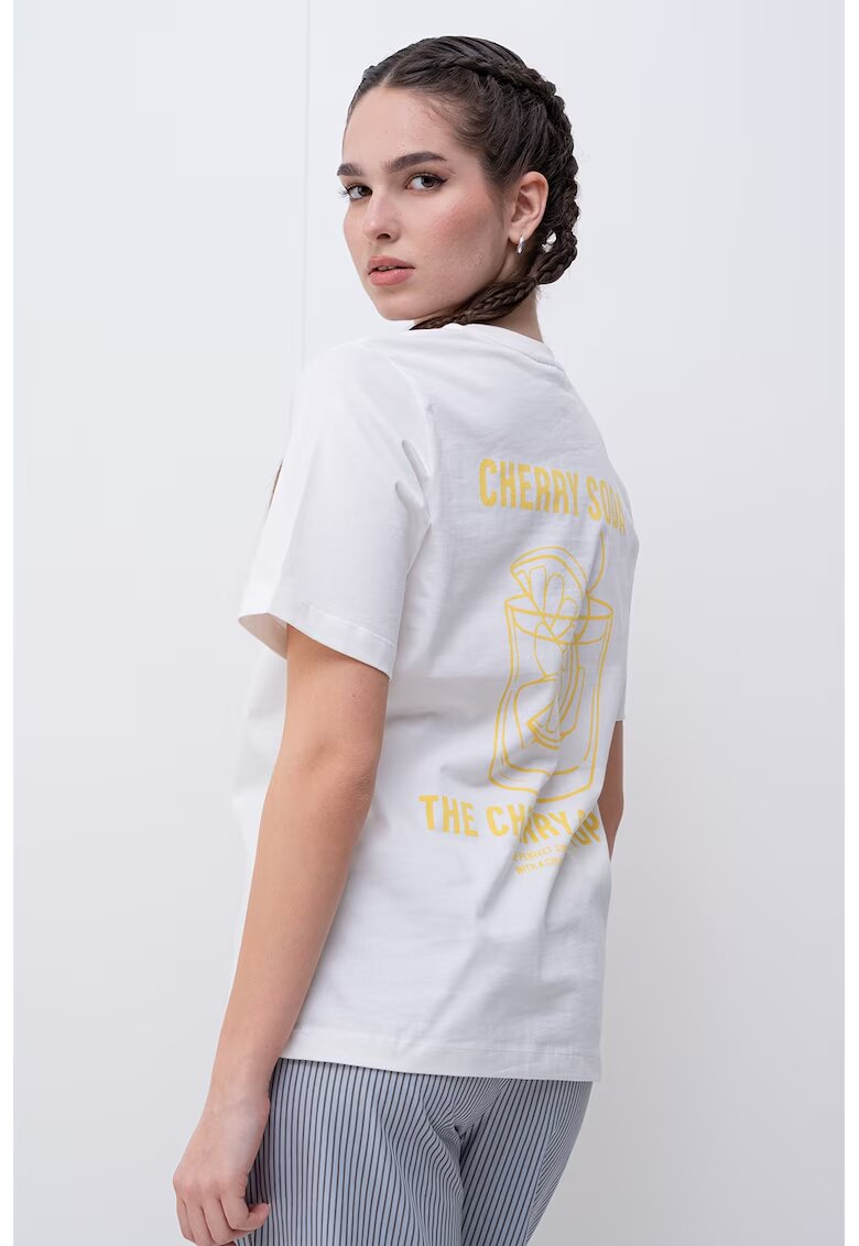 Vero Moda Tricou de bumbac organic cu imprimeu - Alb/Galben