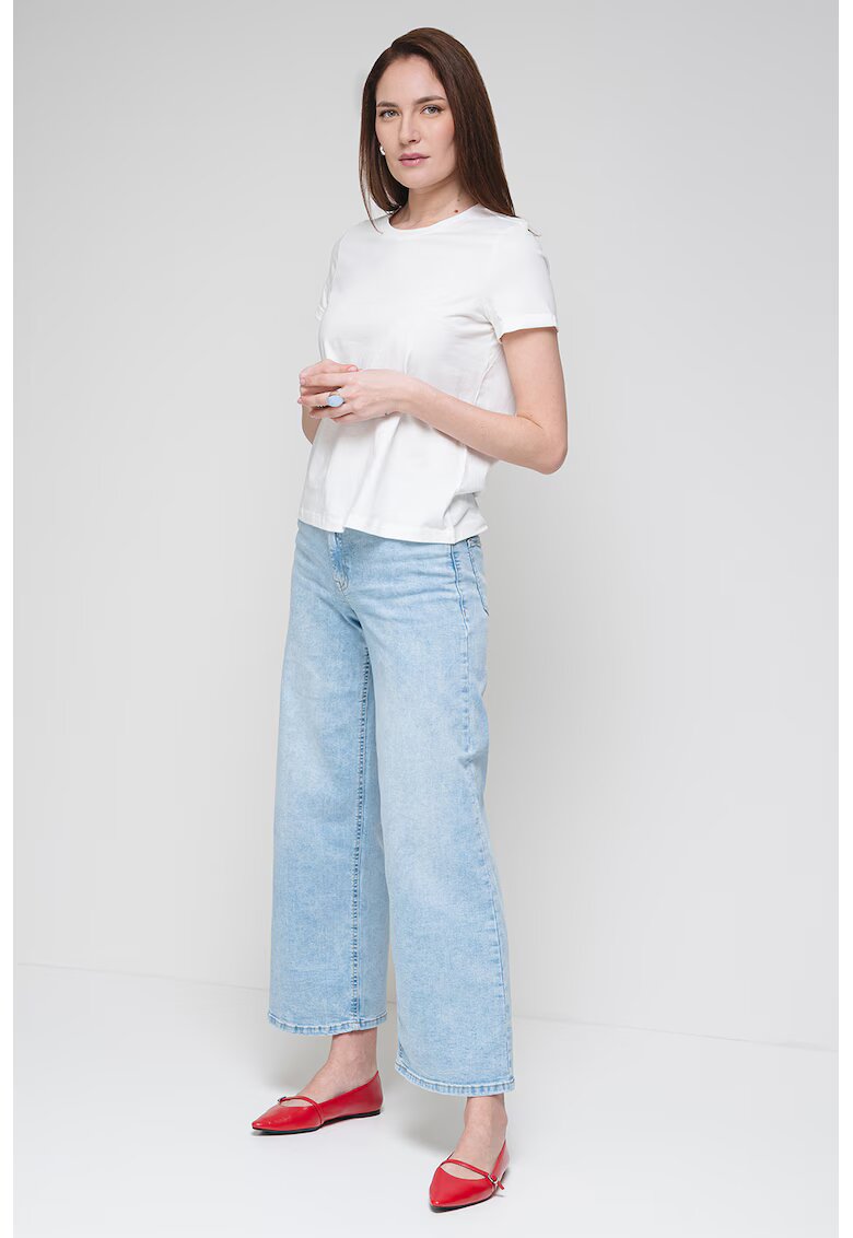 Vero Moda Tricou de bumbac organic cu imprimeu pe partea din spate - Negru/Alb optic