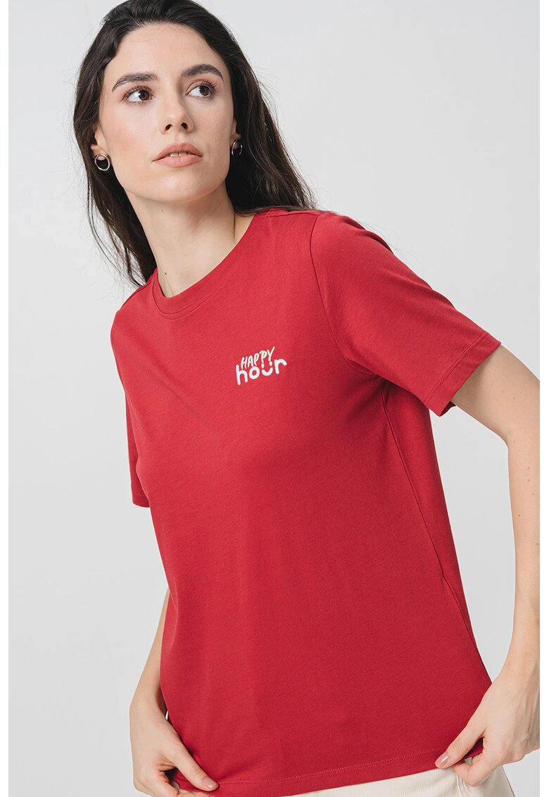 Vero Moda Tricou de bumbac organic - Rosu inchis