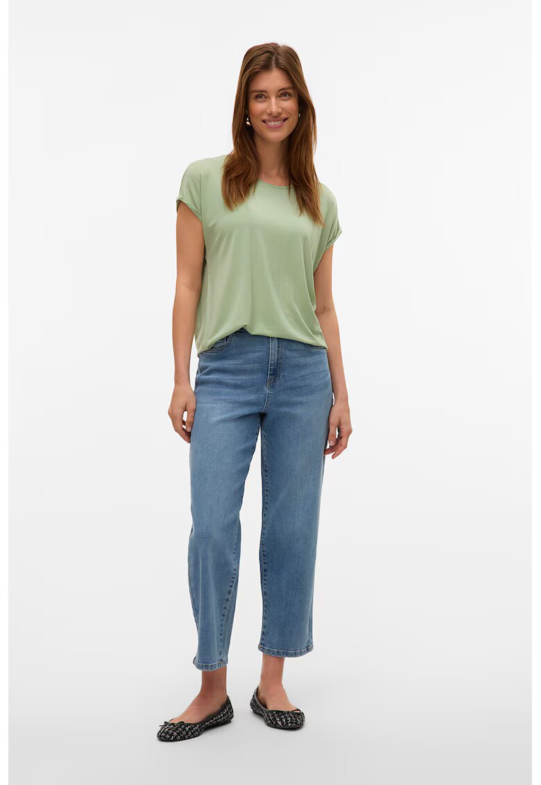 Vero Moda Tricou din amestec de lyocell Ava - Verde sparanghel