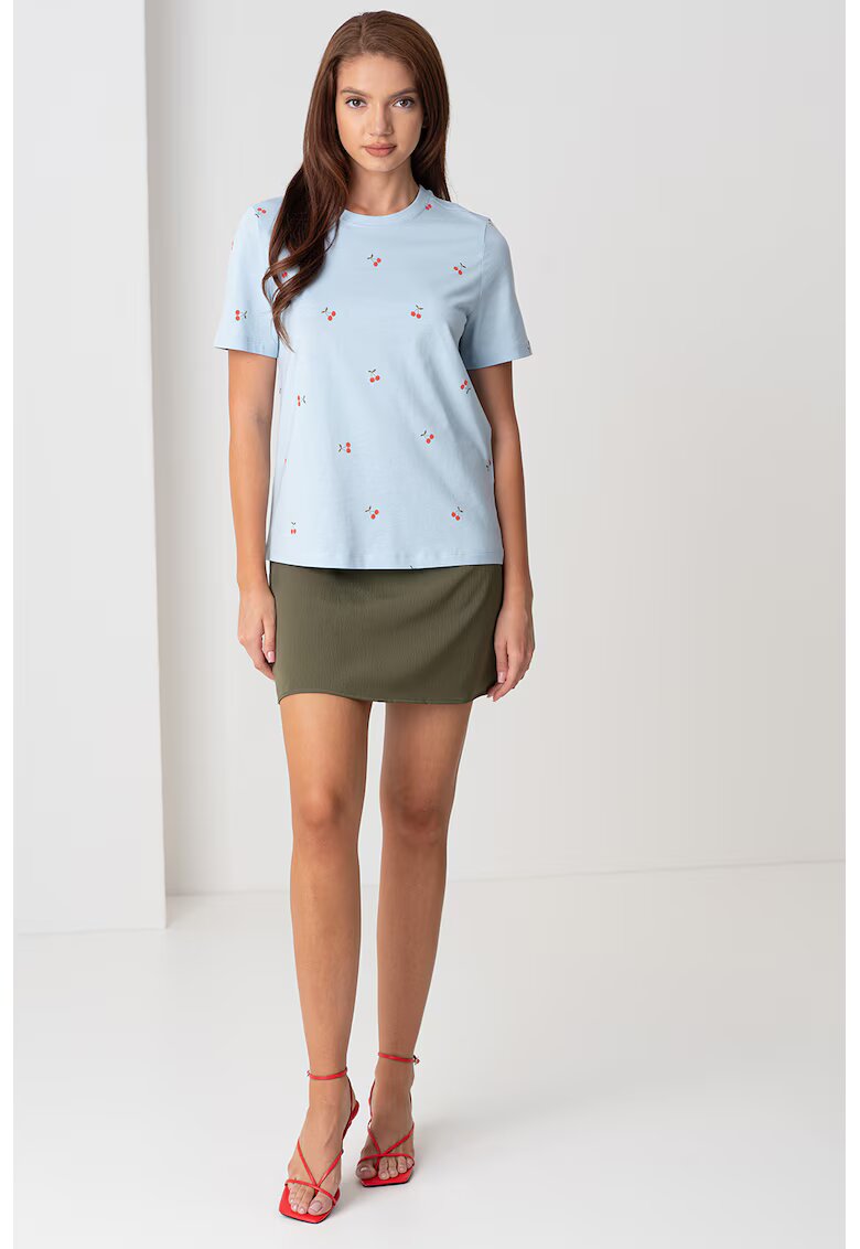 Vero Moda Tricou din bumbac organic - Albastru deschis