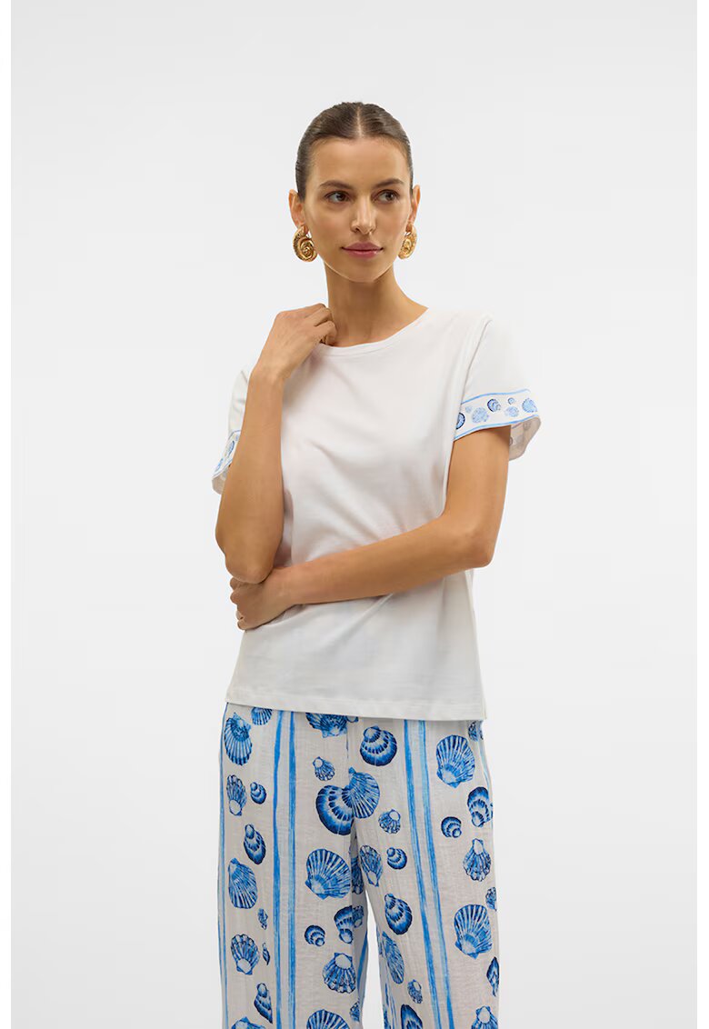 Vero Moda Tricou din bumbac organic cu imprimeu grafic - Alb/Albastru
