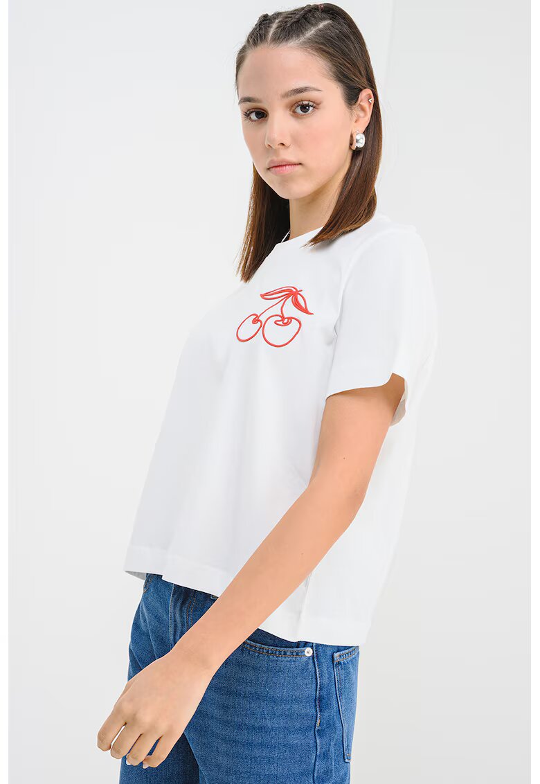 Vero Moda Tricou din bumbac organic cu imprimeu - Rosu/Alb