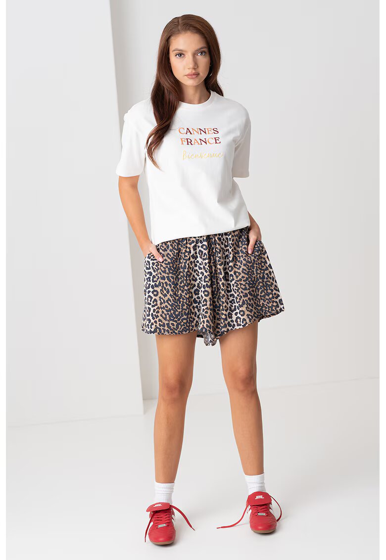 Vero Moda Tricou din bumbac organic cu imprimeu text - Alb/Albastru prafuit