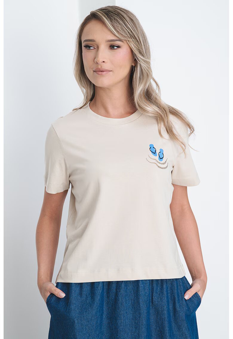 Vero Moda Tricou lejer de bumbac organic - Maro nisip