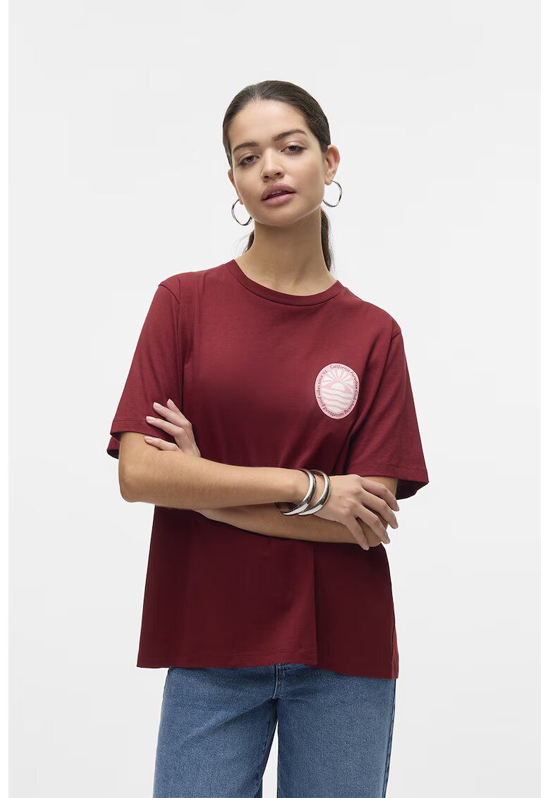 Vero Moda Tricou lejer din bumbac organic - Visiniu