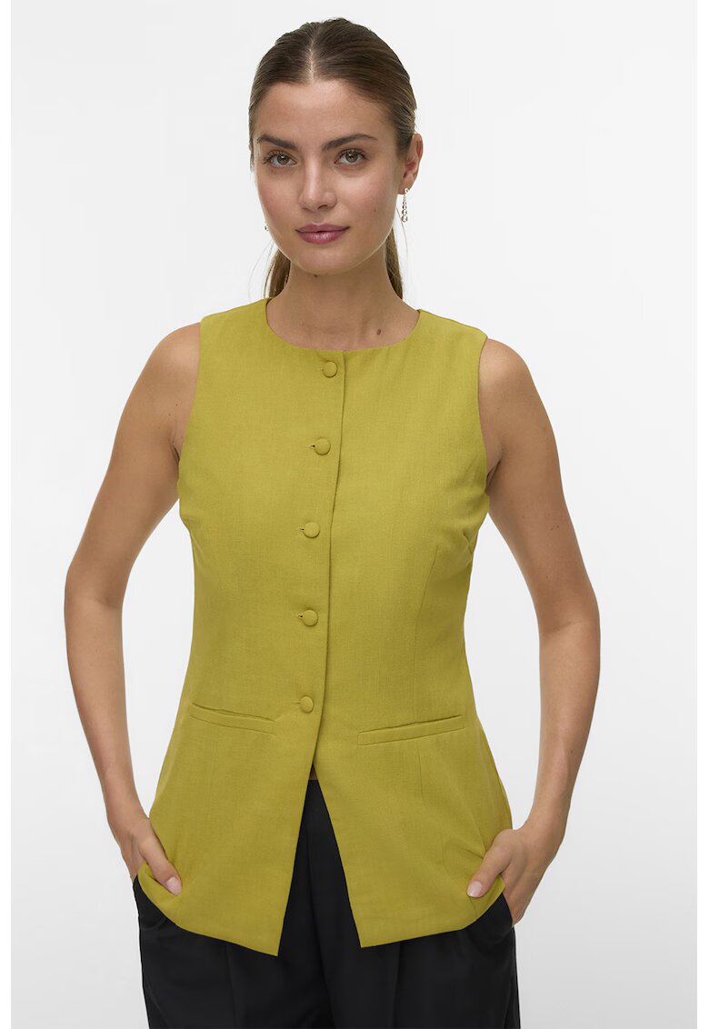 Vero Moda Vesta cu nasturi si model uni - Verde masliniu