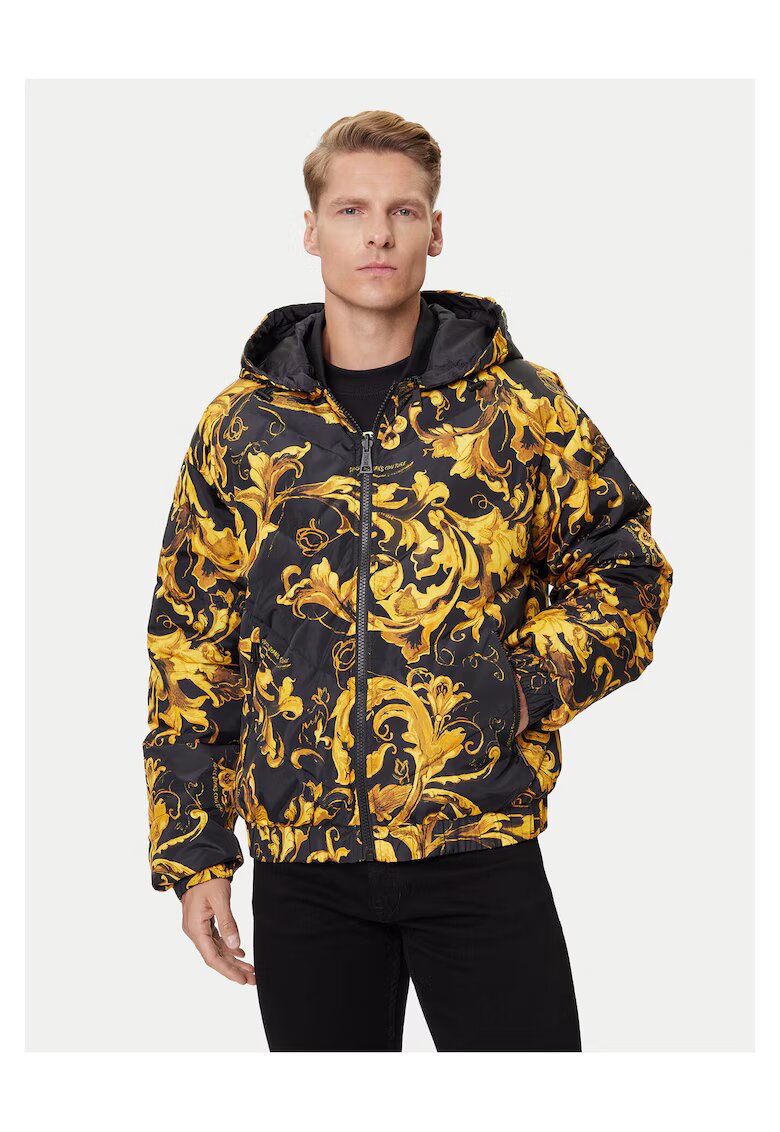 Versace Jeans Couture Geaca de puf barbati negru si galben - material usor