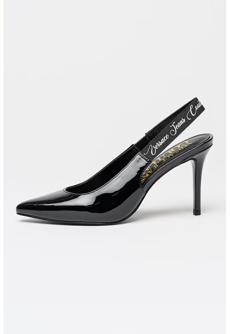 Versace Jeans Couture Pantofi cu varf ascutit si aspect lacuit - Negru