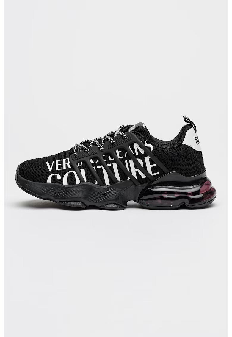 Versace Jeans Couture Pantofi sport cu imprimeu logo si aspect tricotat - Negru