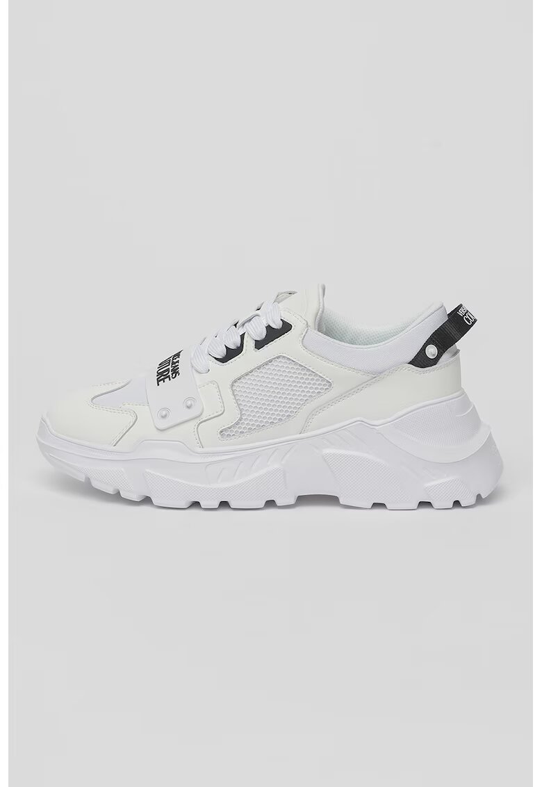 Versace Jeans Couture Pantofi sport cu insertii de piele - Alb murdar