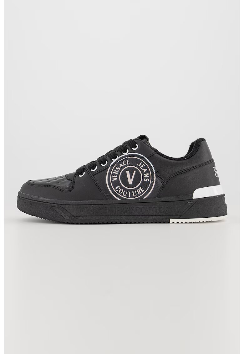 Versace Jeans Couture Pantofi sport de piele cu logo - Negru