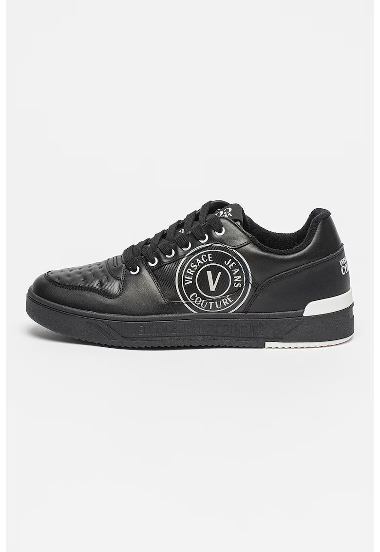 Versace Jeans Couture Pantofi sport de piele si piele ecologica - Alb/Negru