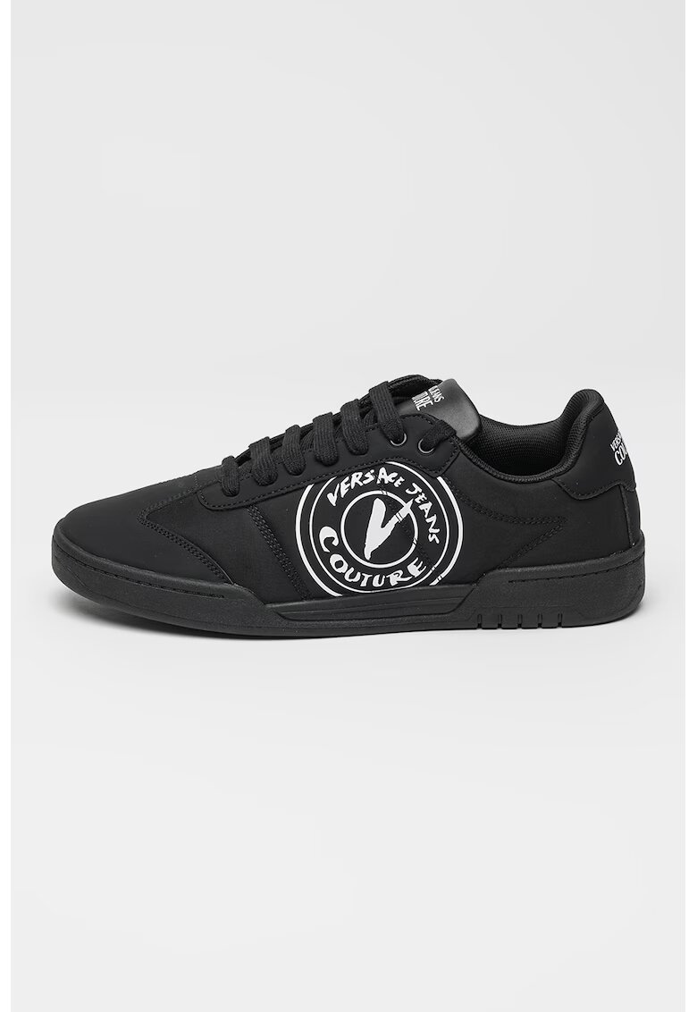 Versace Jeans Couture Pantofi sport din material sintetic si textil cu logo - Alb/Negru