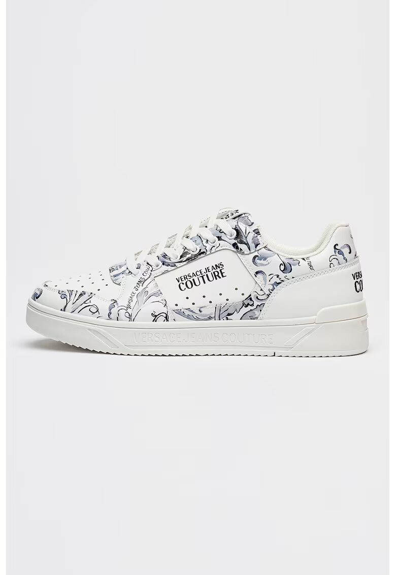 Versace Jeans Couture Pantofi sport din piele cu model logo - Alb/Verde pal