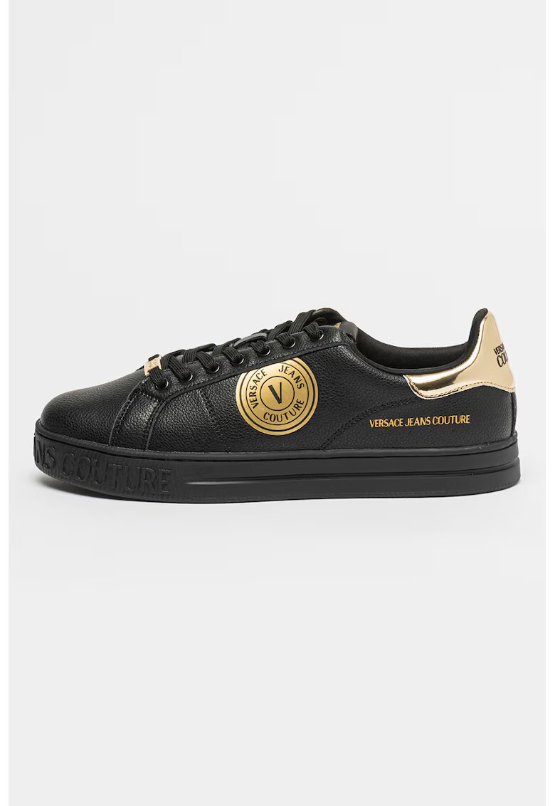 Versace Jeans Couture Pantofi sport din piele ecologica cu detali logo - Auriu/Negru