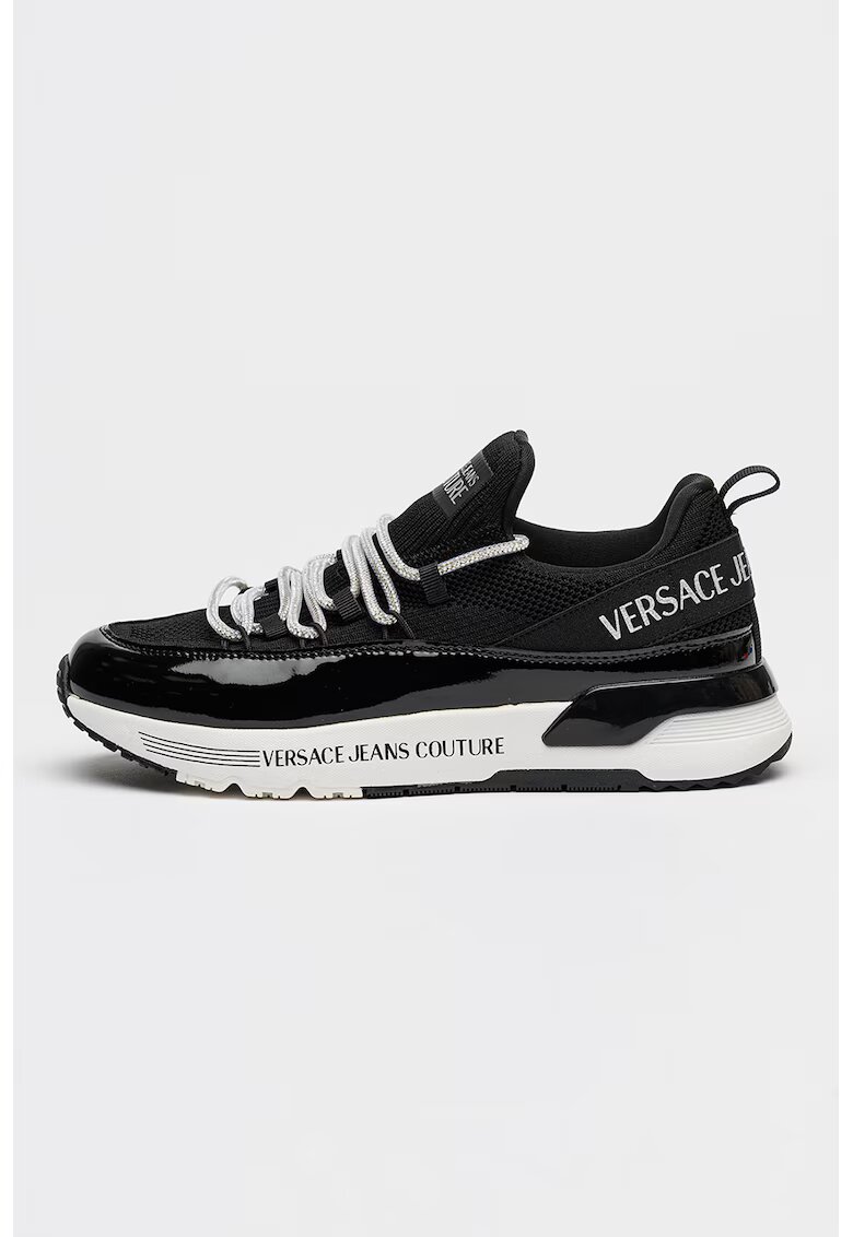 Versace Jeans Couture Pantofi sport slip-on cu imprimeu logo - Negru/Argintiu