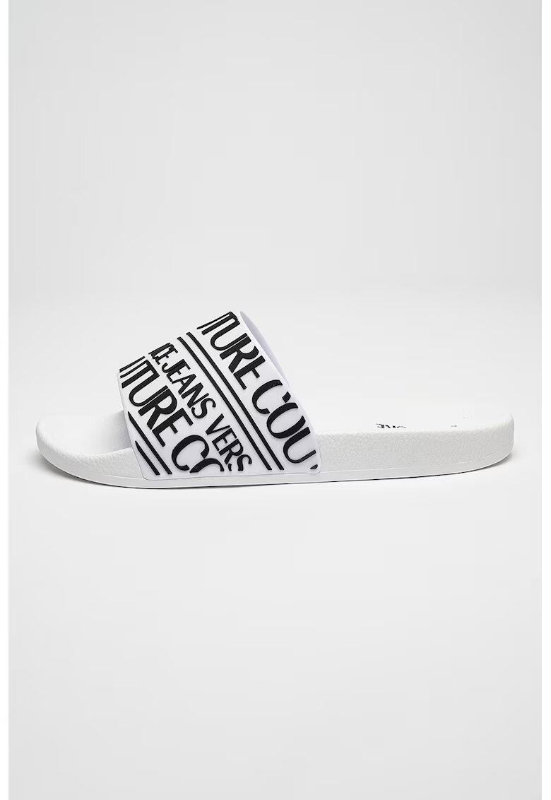 Versace Jeans Couture Papuci cu imprimeu logo - Negru/Alb murdar