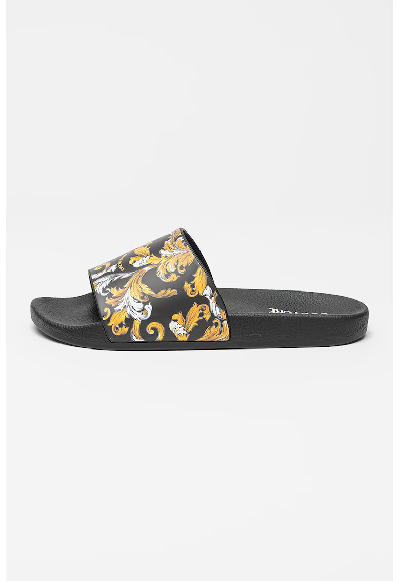 Versace Jeans Couture Papuci cu model - Negru/Galben pai/Alb murdar