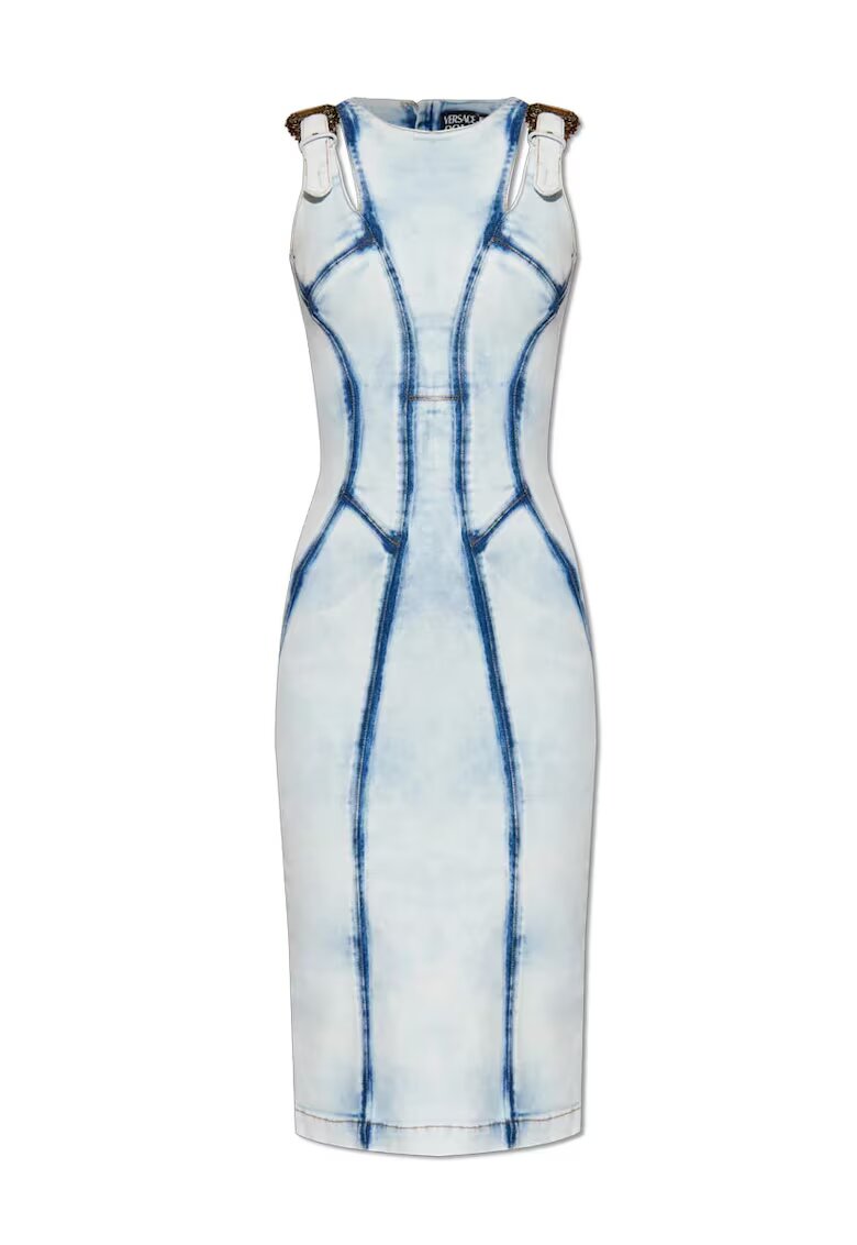 Versace Jeans Couture Rochie midi cu închidere prin fermoar la spate - Albastru
