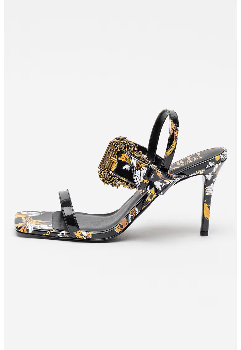 Versace Jeans Couture Sandale din piele ecologica Emily - Alb/Negru/Galben