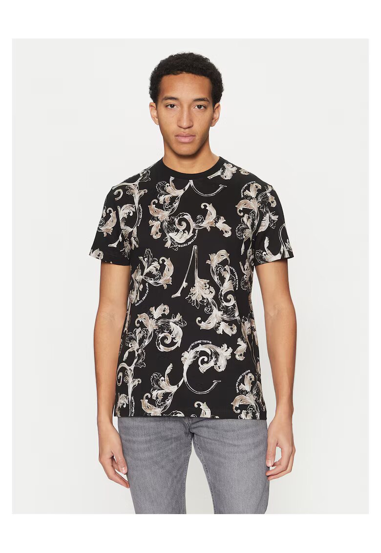 Versace Jeans Couture Tricou barbati negru - bumbac - imprimeu abstract