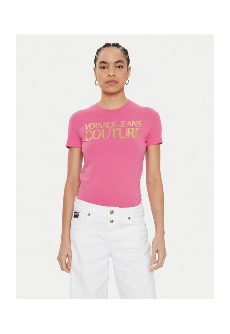 Versace Jeans Couture Tricou de dama roz - bumbac