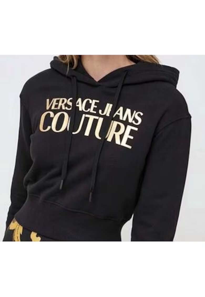 VERSACE JEANS Hanorac crop cu imprimeu logo