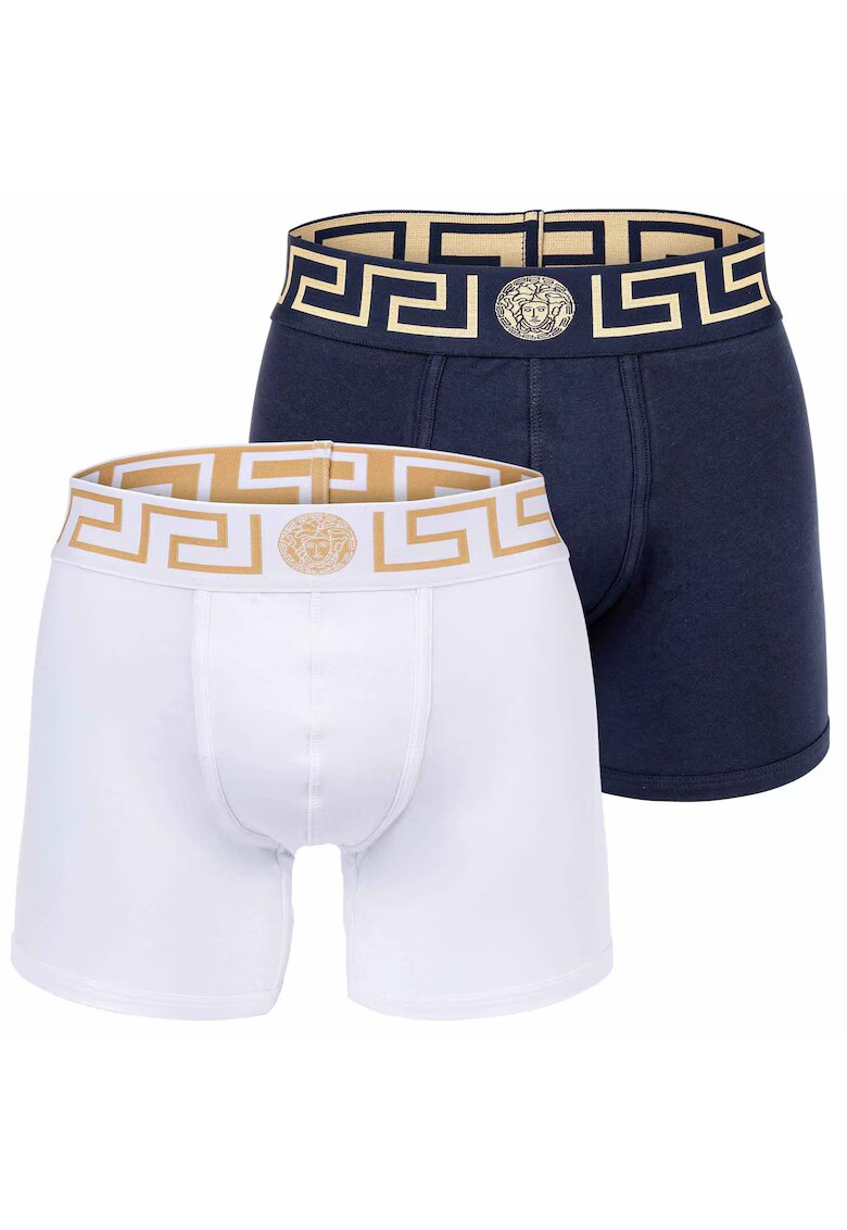 Versace Set de boxeri cu banda logo in talie Topeka - 2 perechi - Alb/Albastru