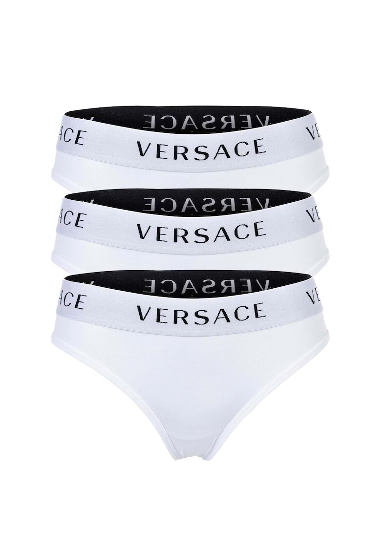 Versace Set de chiloti cu banda logo in talie 14025 - 3 perechi - Alb